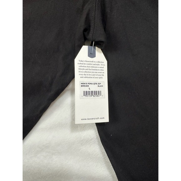 Men's Pima Quarter Zip Pullover, Black - Large Boxercraft - Picture 6 of 9